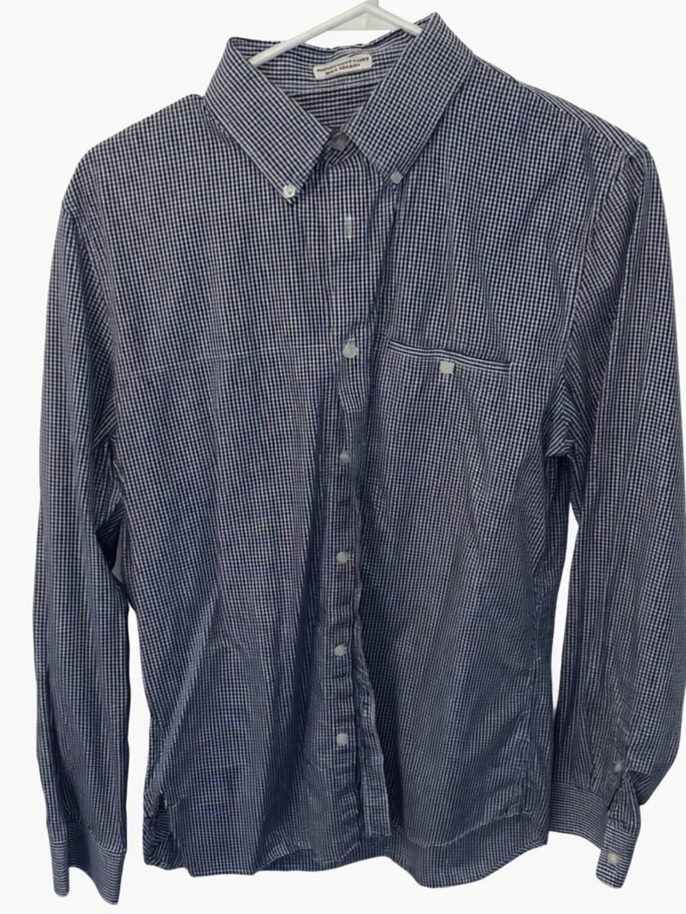 Calvin Klein Blue Gingham Chec Long Sleeve Button Up Shirt Men's Medium Slim Fit